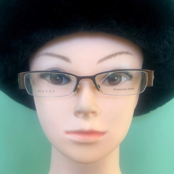 Gucci Brown Half Rim Eyeglasses 2859 Italy /COA - Picture 1 of 11
